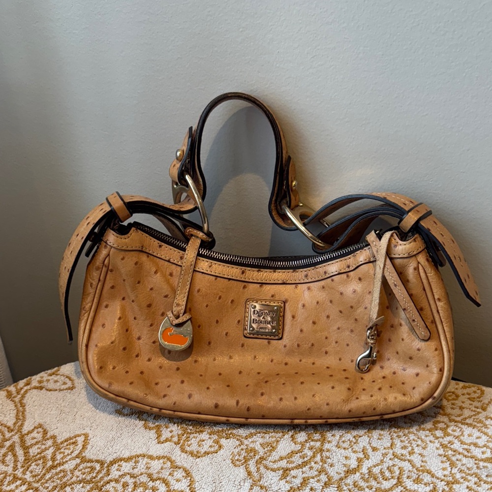 Dooney & Bourke Ostrich-Embossed Tan Shoulder Bag